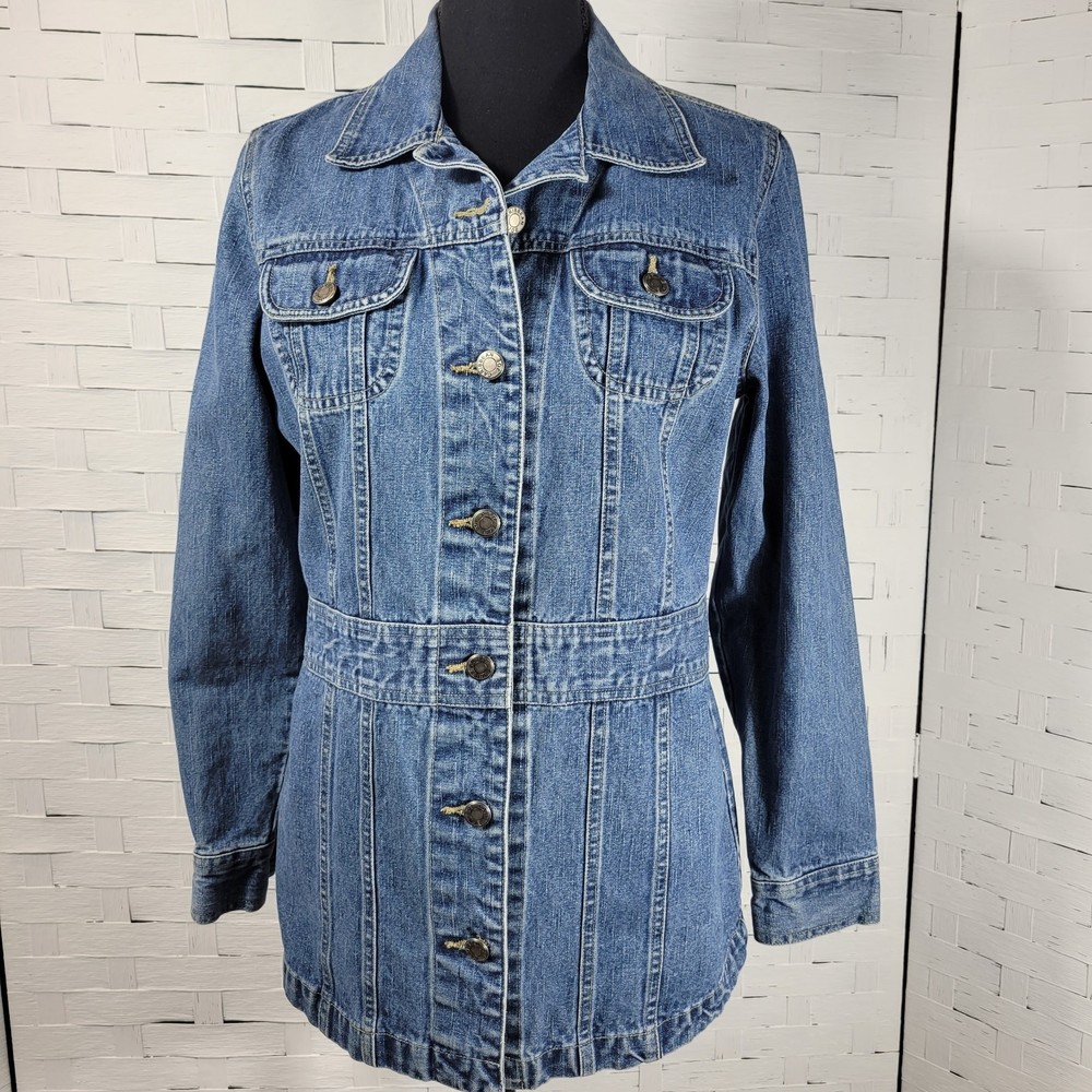Caribbean Joe Womens Denim Button Down Jacket   Size S
